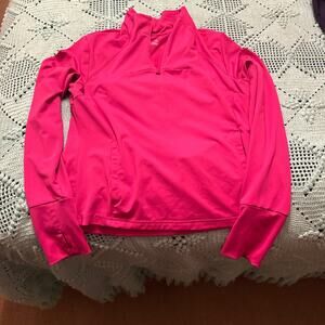 Apana Pink Fitted Polo Collar Sweatshirt - size M
